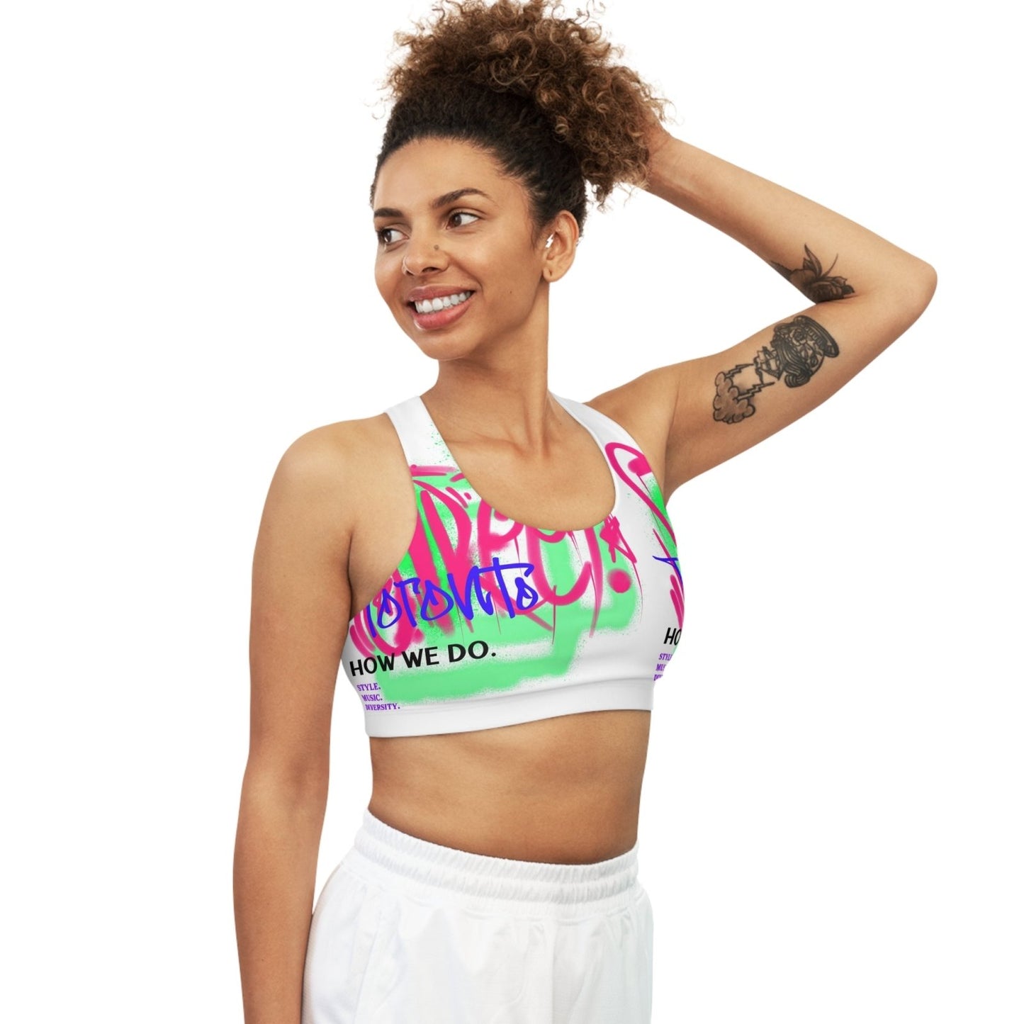 White Seamless Medium Support Sports Bra - Toronto How We Do. Style. Music. Diversity. | US - Ohhh So Swag