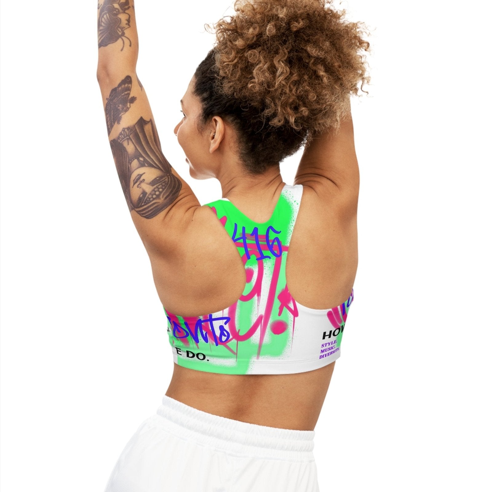 White Seamless Medium Support Sports Bra - Toronto How We Do. Style. Music. Diversity. | US - Ohhh So Swag