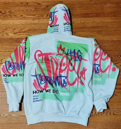 White Zip Graffiti Hoodie - Toronto How We Do Style. Music. Diversity. | US - Ohhh So Swag