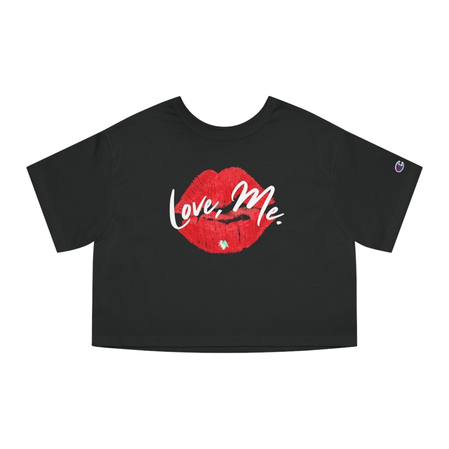 Women's Champion Heritage Coquette Cropped T - Shirt - Love, Me., Red Lips, Green Heart | US - Ohhh So Swag