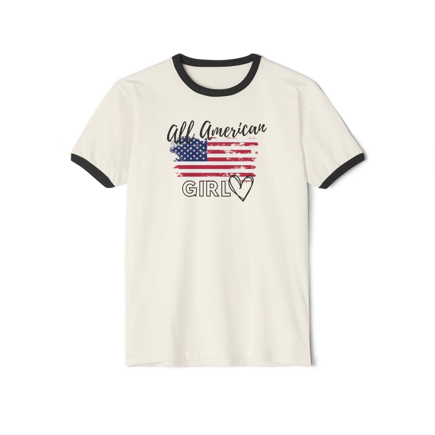 Women's Cotton Ringer T - Shirt - All American Girl | US - Ohhh So Swag