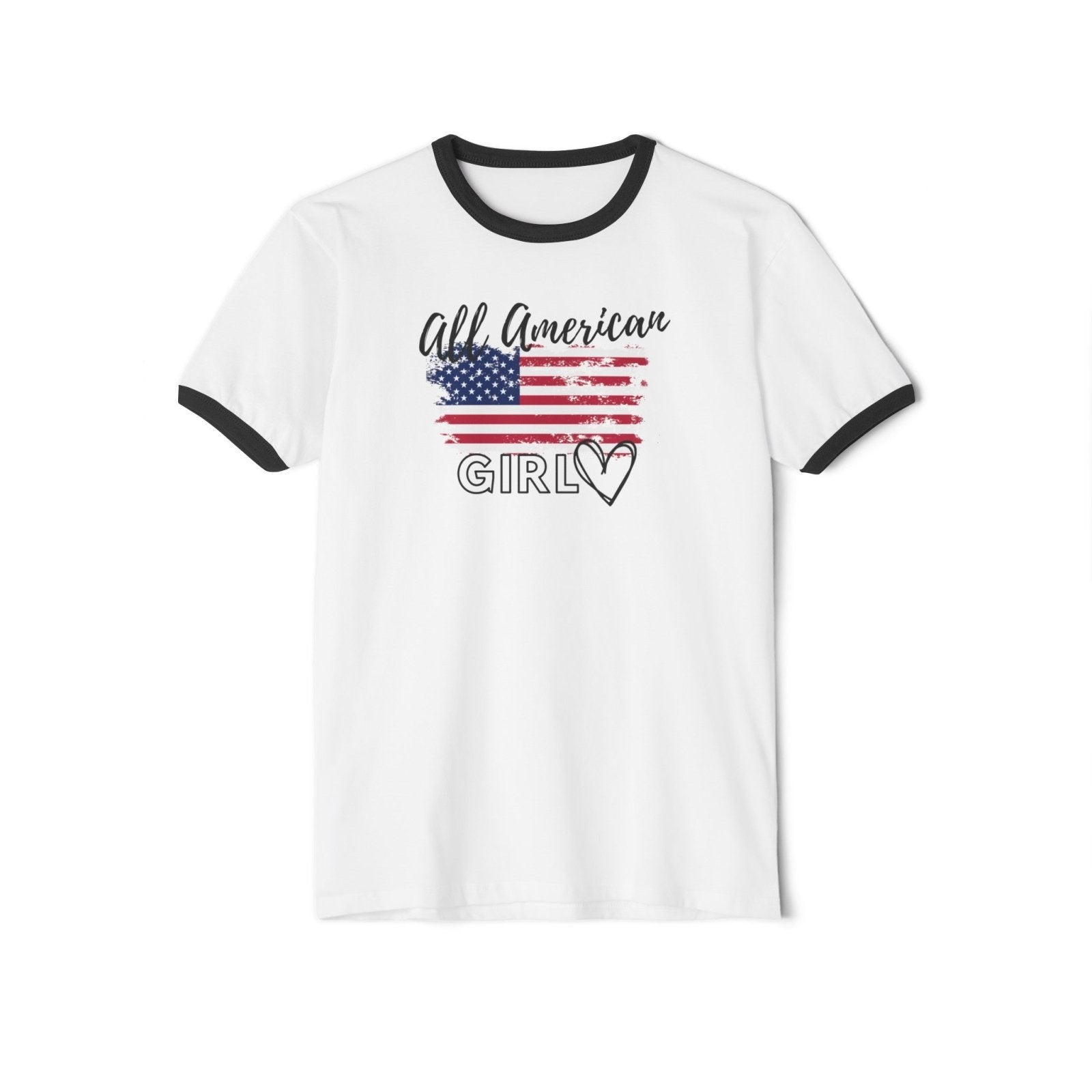 Women's Cotton Ringer T-Shirt - All American Girl | US - Ohhh So Swag