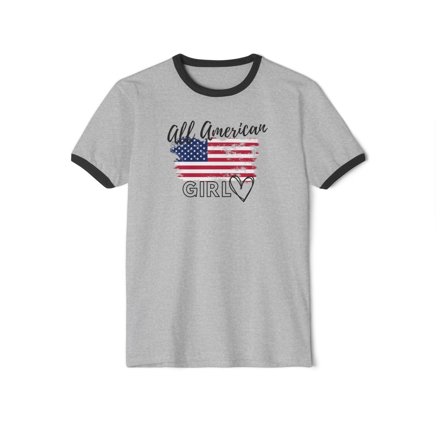 Women's Cotton Ringer T - Shirt - All American Girl | US - Ohhh So Swag