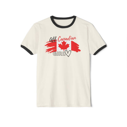 Women's Cotton Ringer Tee - All Canadian Girl | US - Ohhh So Swag