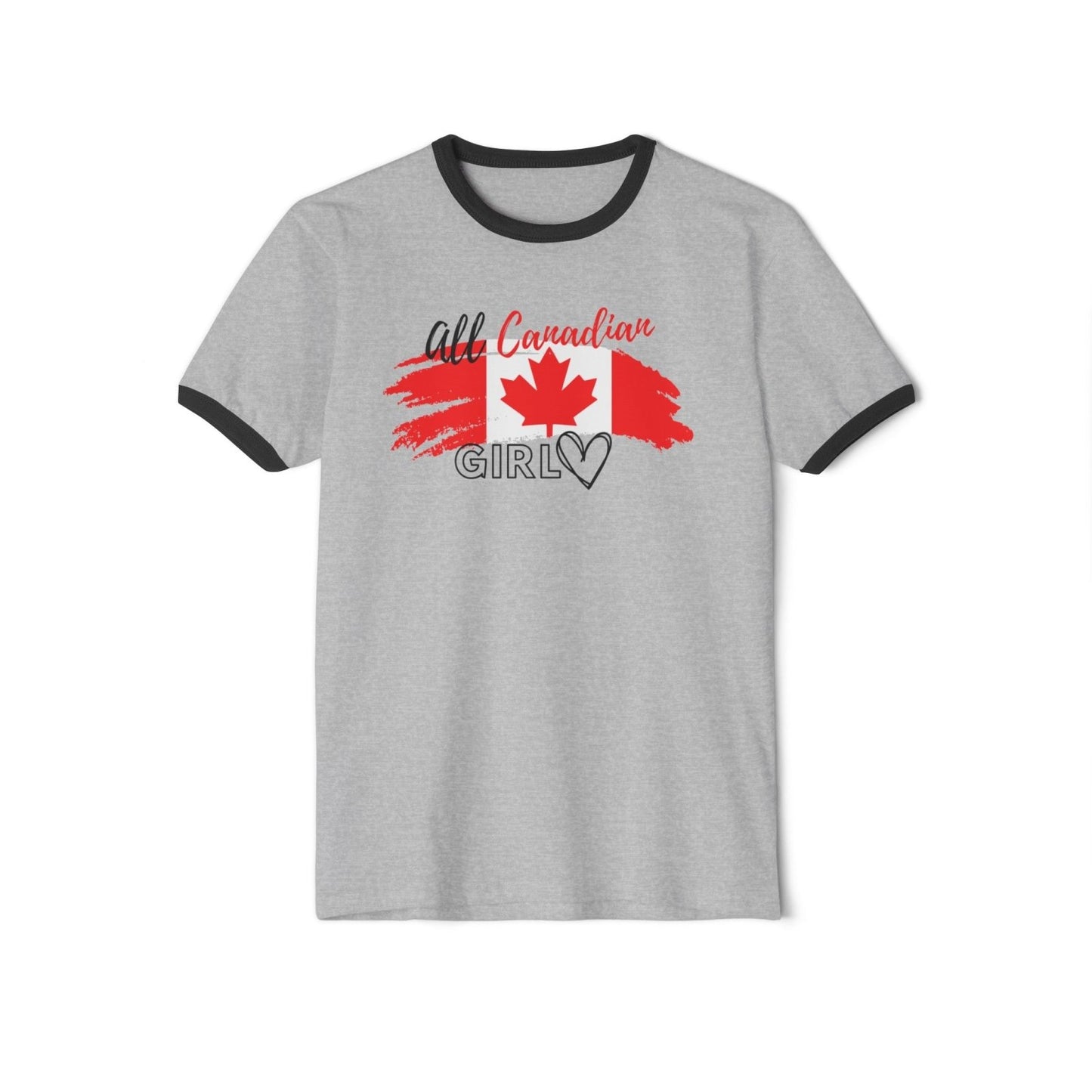 Women's Cotton Ringer Tee - All Canadian Girl | US - Ohhh So Swag