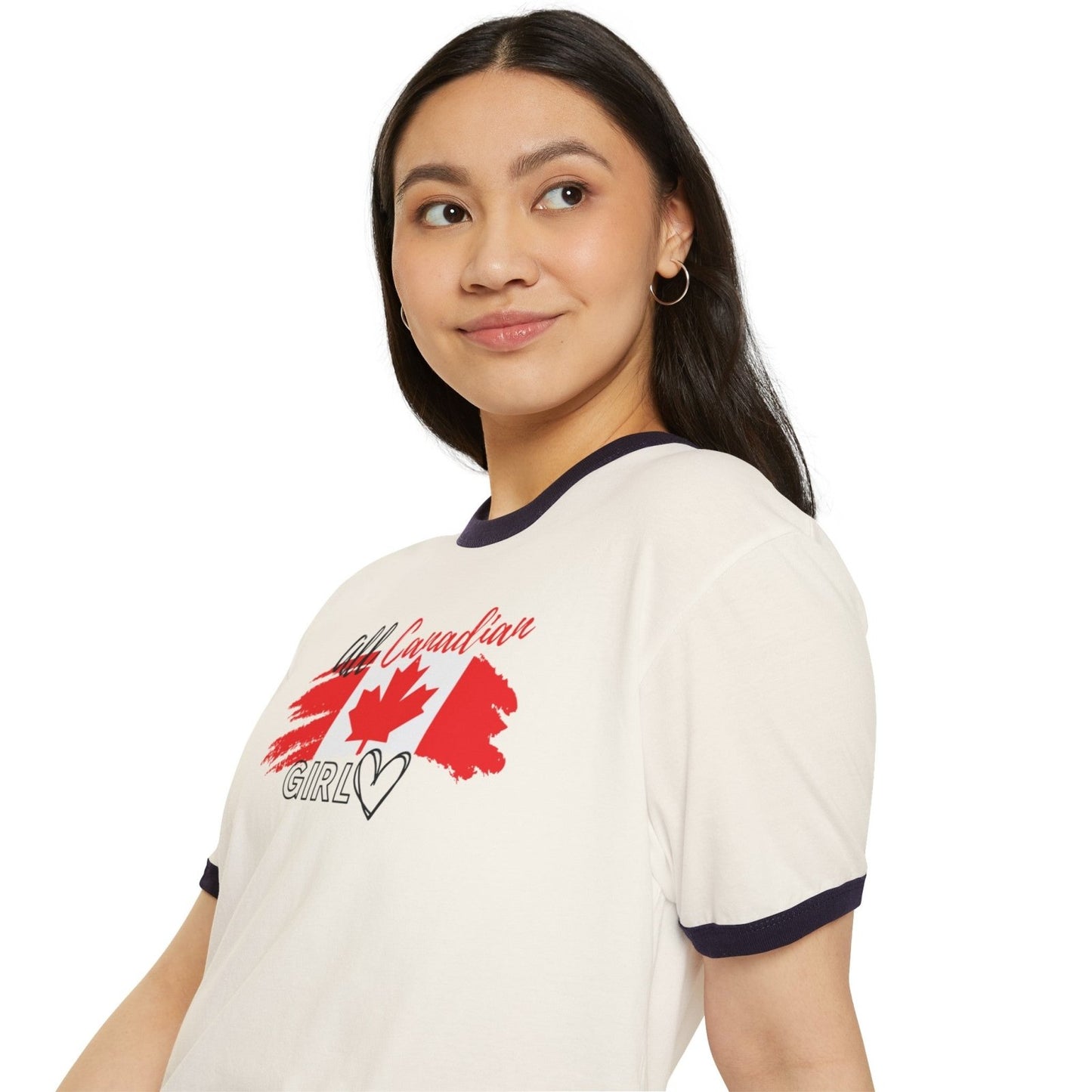 Women's Cotton Ringer Tee - All Canadian Girl | US - Ohhh So Swag