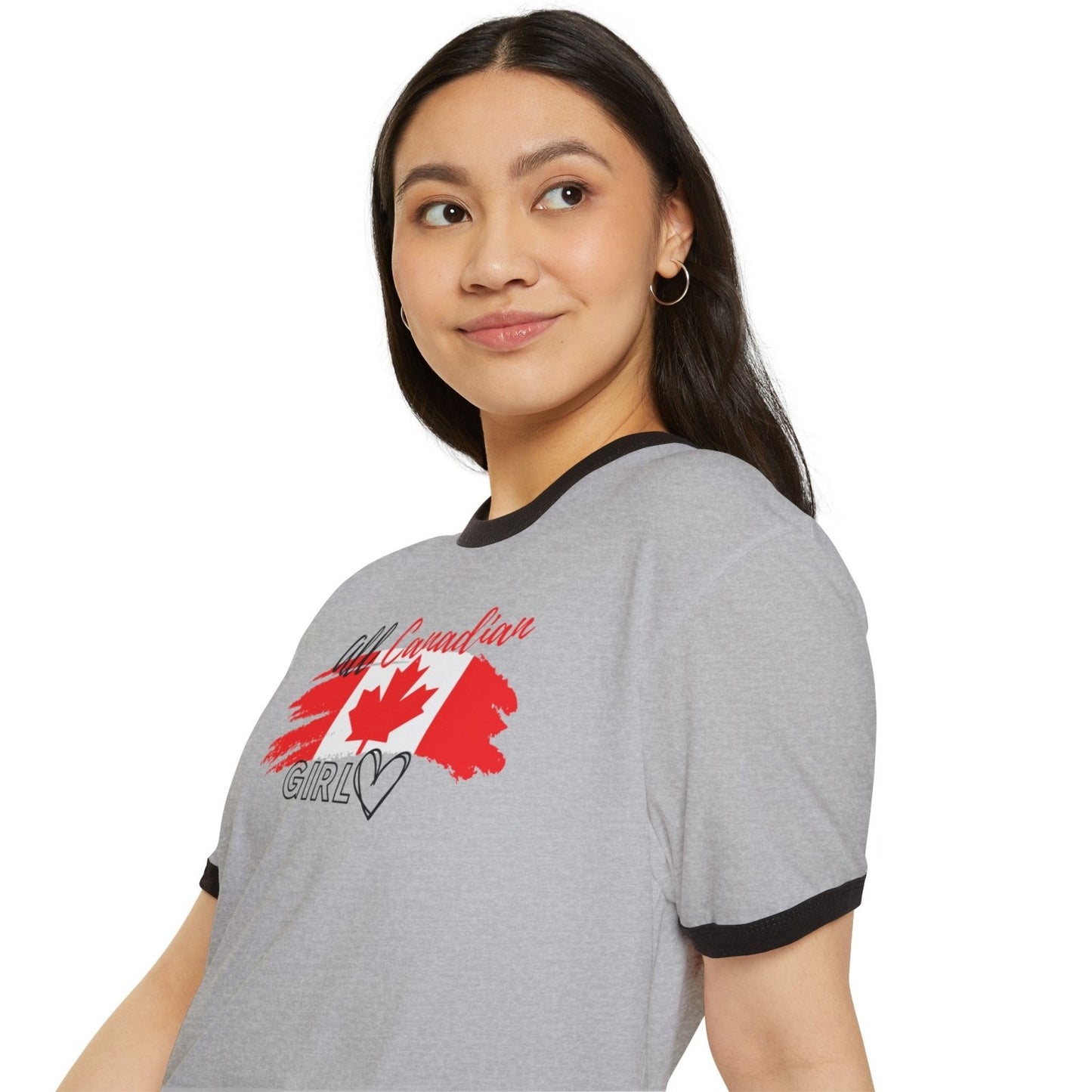 Women's Cotton Ringer Tee - All Canadian Girl | US - Ohhh So Swag