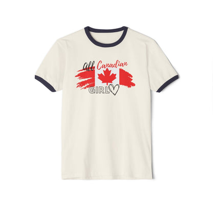 Women's Cotton Ringer Tee - All Canadian Girl | US - Ohhh So Swag