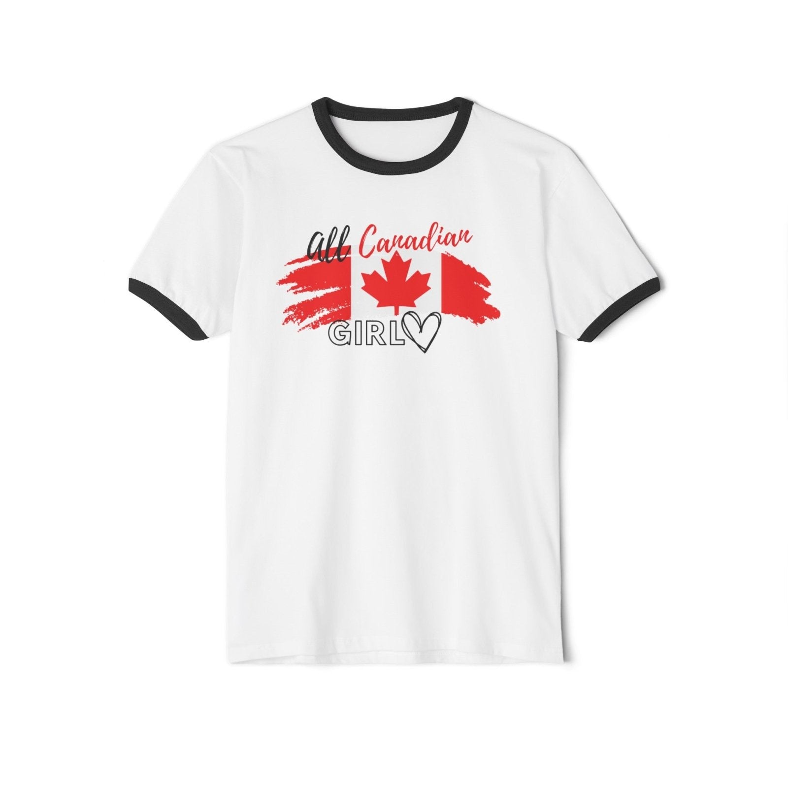 Women's Cotton Ringer Tee - All Canadian Girl | US - Ohhh So Swag