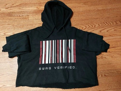 Women's Cropped Hoodie Sweatshirt, Black - Swag Verified. Barcode | US - Ohhh So Swag