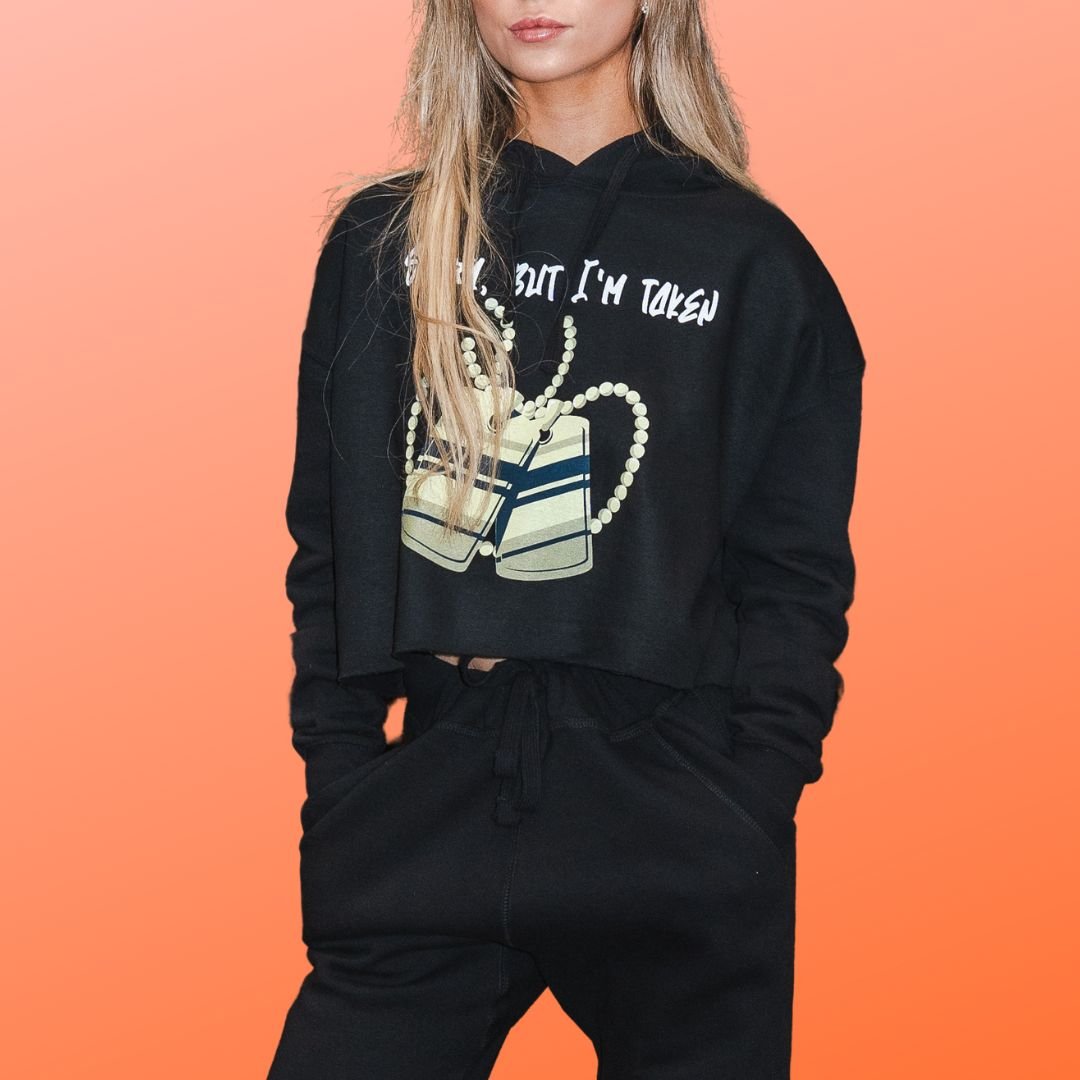 Women's Cropped Hoodie Sweatshirt - Sorry, But I'm Taken (Black) | US - Ohhh So Swag