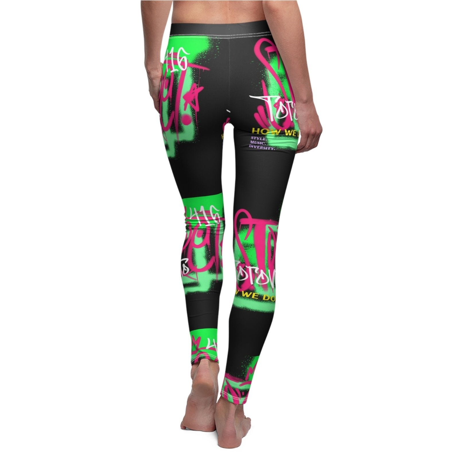 Women's Neon and Black Graffiti Leggings - Toronto. How We Do. Style. Music. Diversity. | US - Ohhh So Swag