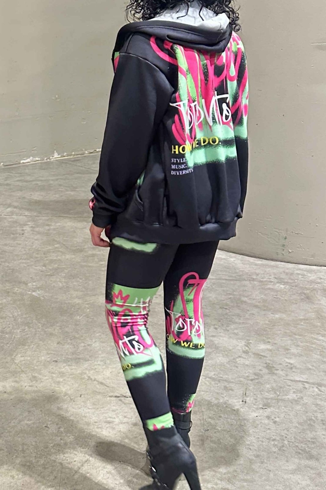 Women's Neon and Black Graffiti Leggings - Toronto. How We Do. Style. Music. Diversity. | US - Ohhh So Swag