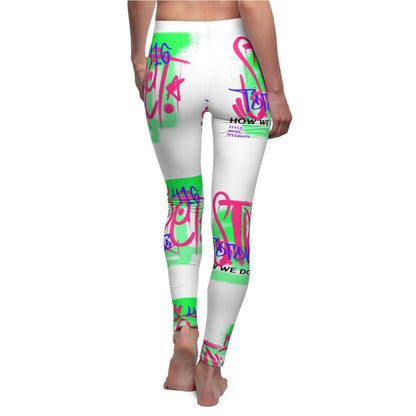 Women's Neon and White Graffiti Print Leggings - Toronto. How We Do. Style. Music. Diversity. | US - Ohhh So Swag