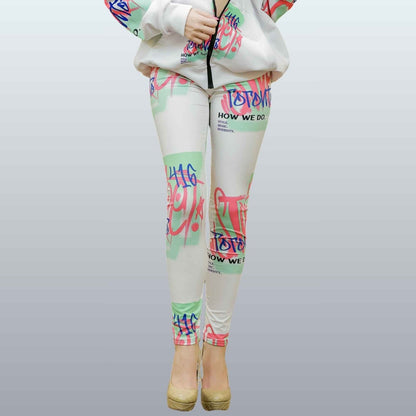 Women's Neon and White Graffiti Print Leggings - Toronto. How We Do. Style. Music. Diversity. | US - Ohhh So Swag