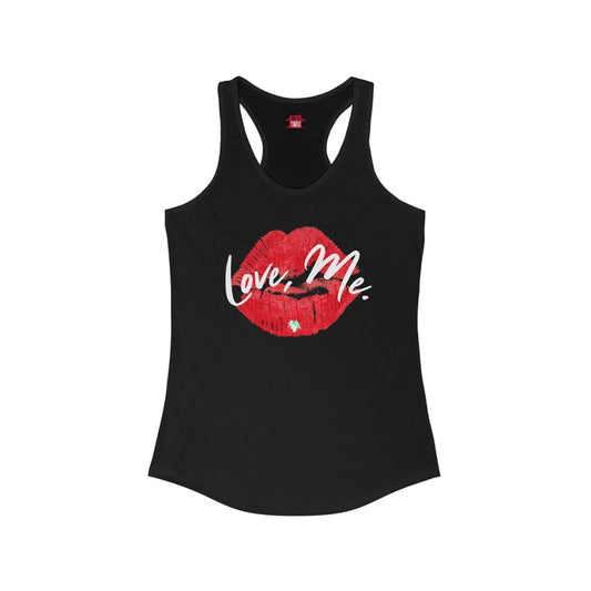Women's Racerback Tank Top with Red Kiss Lips, Green Heart - Love, Me. | US - Ohhh So Swag