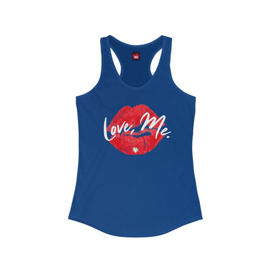 Women's Racerback Tank Top with Red Kiss Lips, Green Heart - Love, Me. | US - Ohhh So Swag