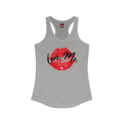 Women's Racerback Tank Top with Red Kiss Lips, Purple Heart - Love, Me. | US - Ohhh So Swag