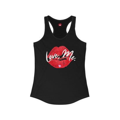 Women's Racerback Tank Top with Red Kiss Lips, Purple Heart - Love, Me. | US - Ohhh So Swag