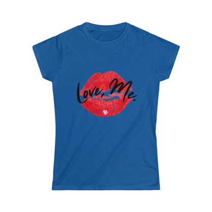 Women's Softstyle Crew Tee with Red Kiss Lips, Purple Heart - Love, Me. | CA - Ohhh So Swag