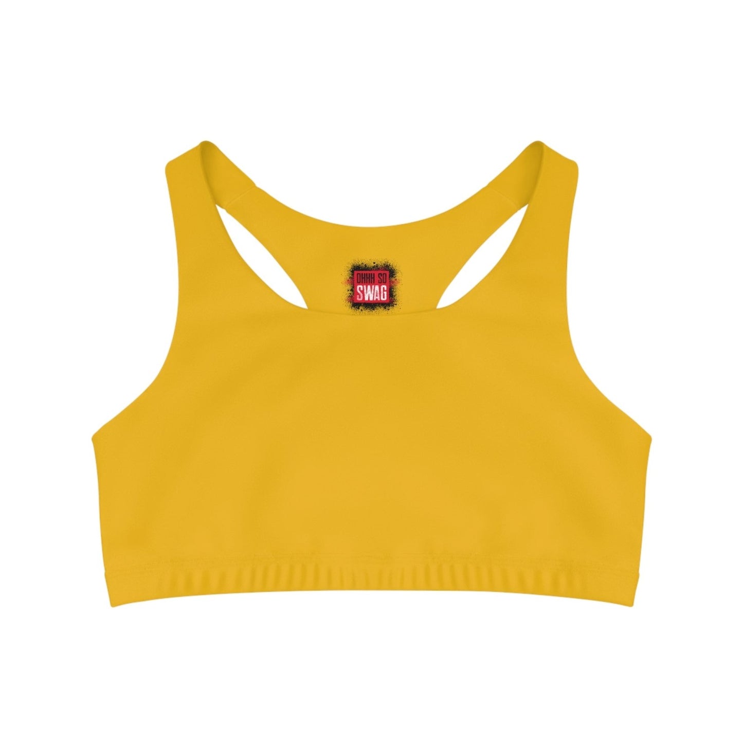 Yellow Sports Bra, Medium Support, Red Kiss Lips, Purple Heart - Love, Me. | US - Ohhh So Swag