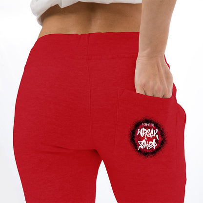 Black Joggers, Red Joggers (Round, White Text) – I Came to Wreck Shop | US - Ohhh So Swag