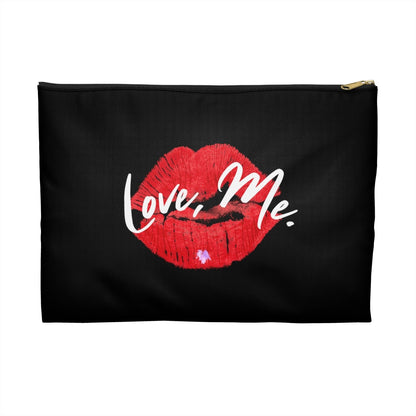 Black Makeup Bag, Toiletry Bag, Cosmetic Bag, Accessory Pouch – Love, Me. Red Lips/Purple Heart | US & EUR - Ohhh So Swag