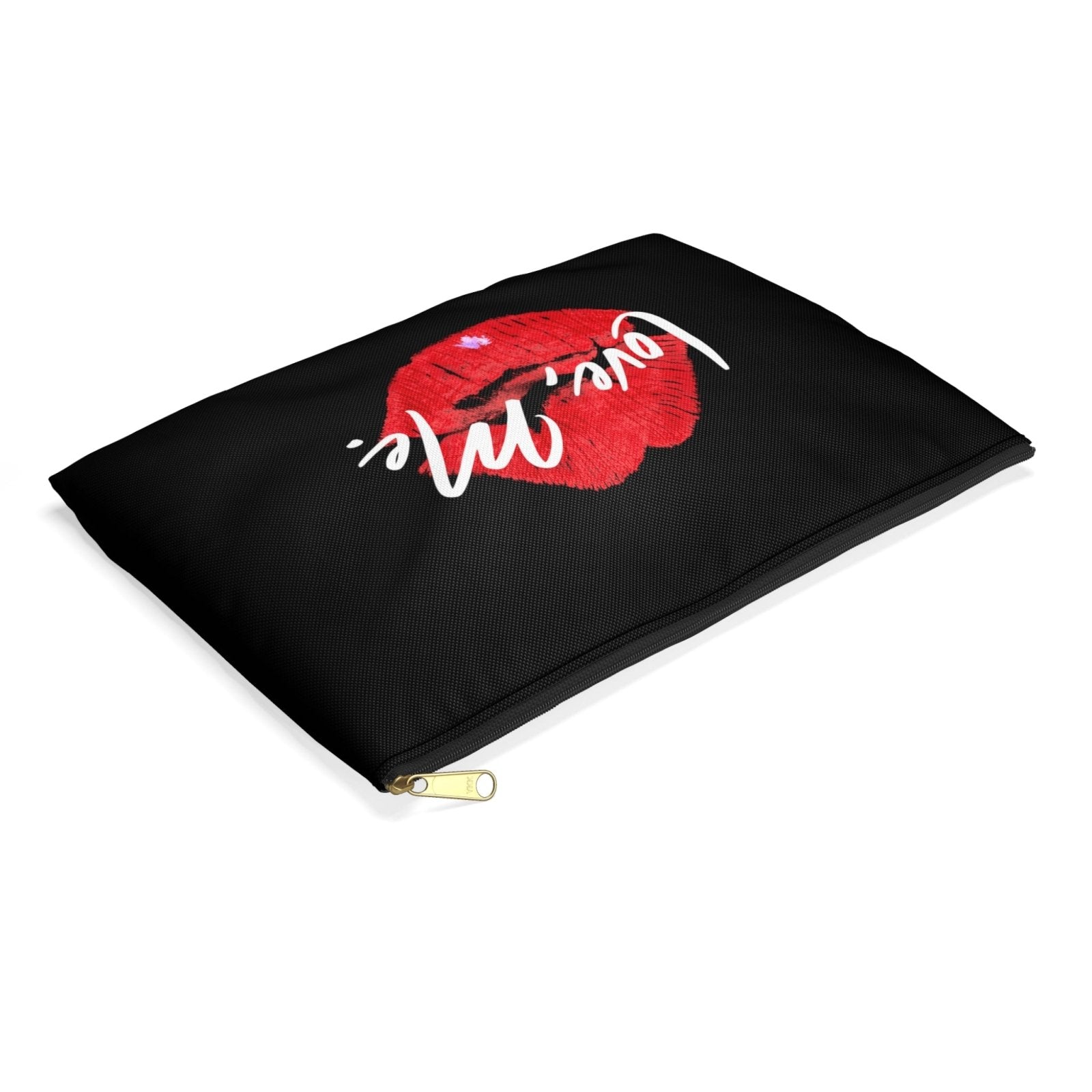 Black Makeup Bag, Toiletry Bag, Cosmetic Bag, Accessory Pouch – Love, Me. Red Lips/Purple Heart | US & EUR - Ohhh So Swag