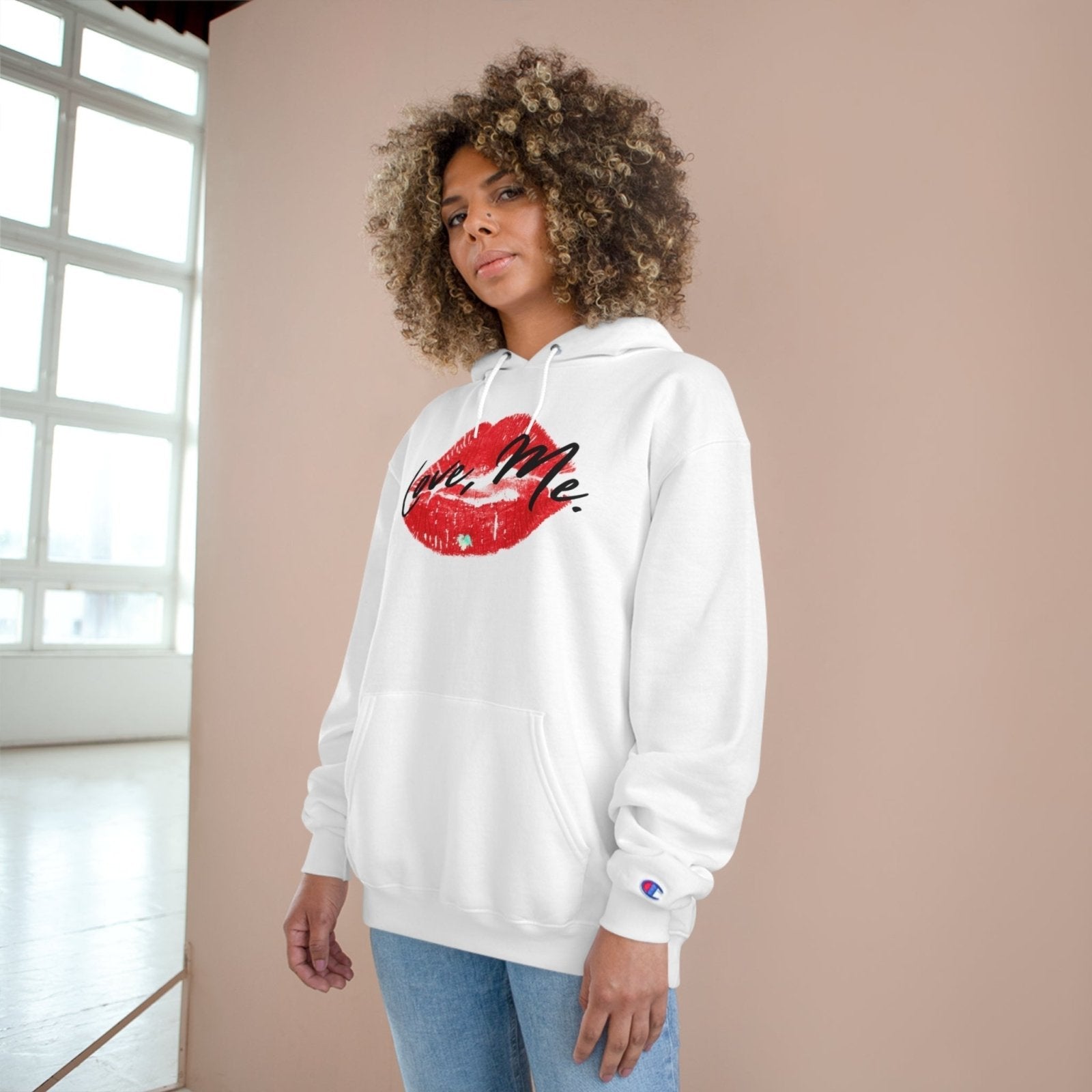 Champion Pullover Hoodie, Red Kiss Lips, Green Heart – Love, Me. | CA - Ohhh So Swag