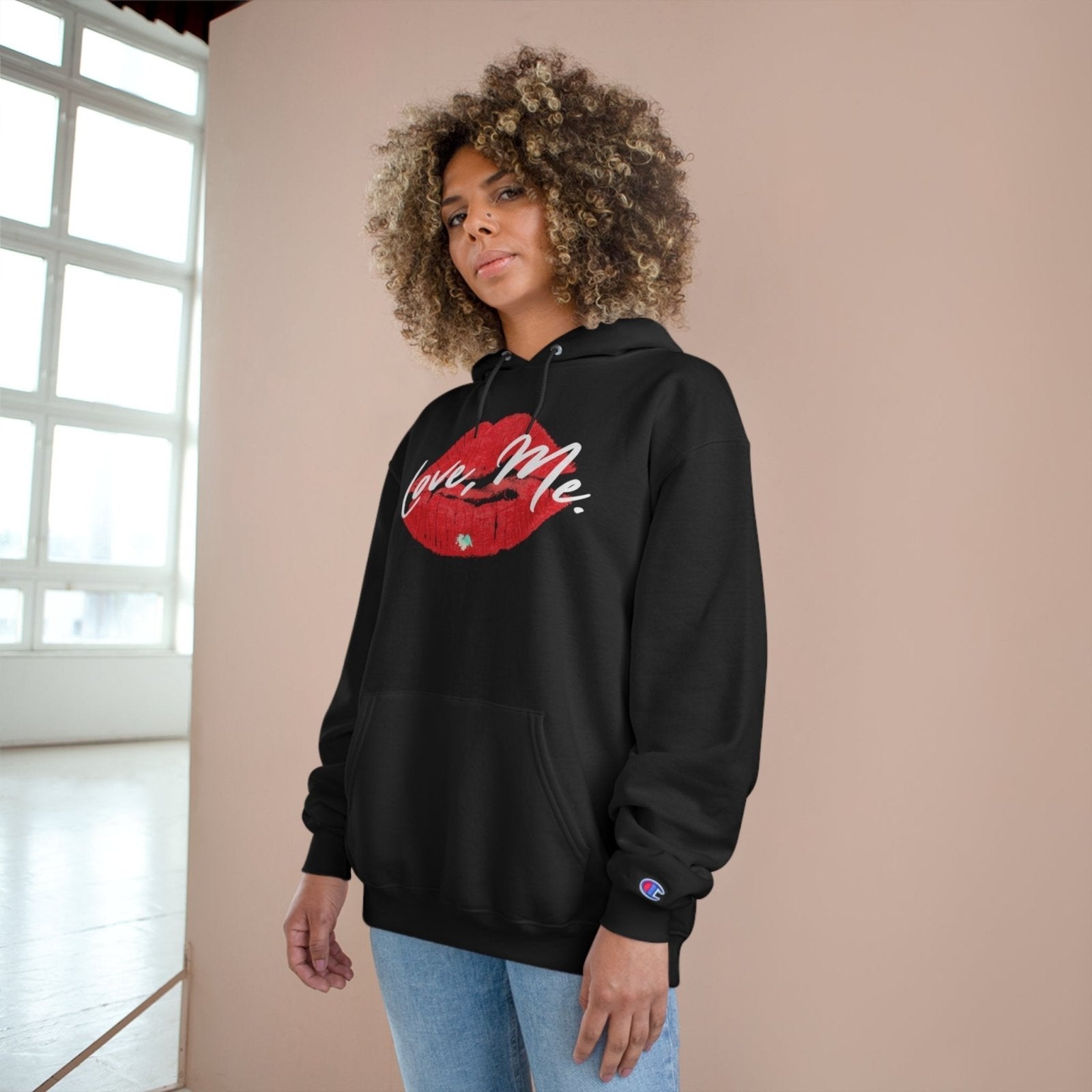 Champion Pullover Hoodie, Red Kiss Lips, Green Heart – Love, Me. | CA - Ohhh So Swag