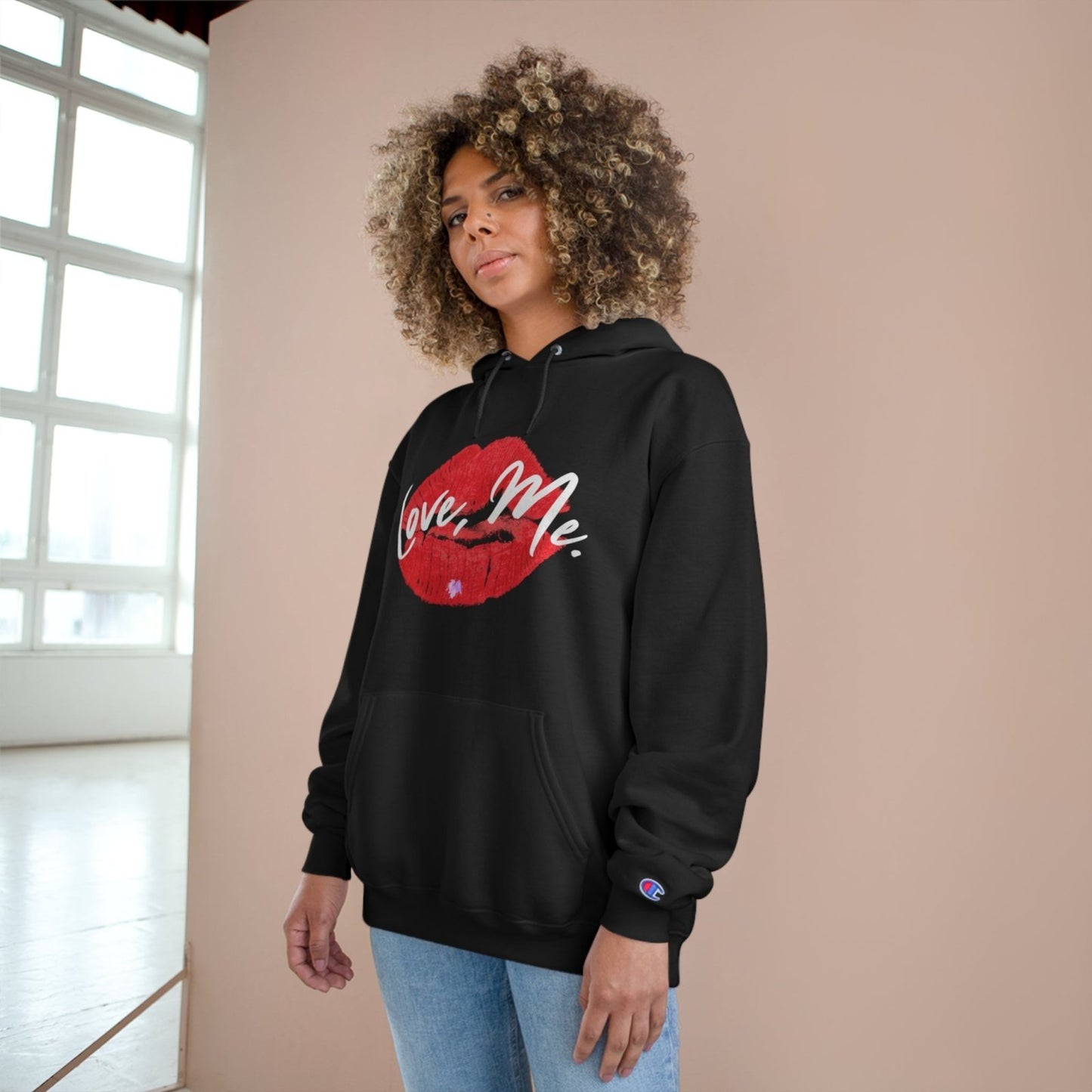 Champion Pullover Hoodie, Red Kiss Lips, Purple Heart – Love, Me. | US - Ohhh So Swag