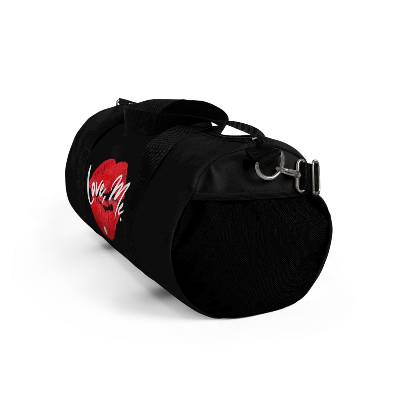 Duffel Bag with Red Kiss Lips, Green Heart (Black) - Love, Me. | EUR - Ohhh So Swag