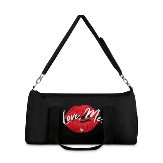 Duffel Bag with Red Kiss Lips, Green Heart (Black) - Love, Me. | EUR - Ohhh So Swag