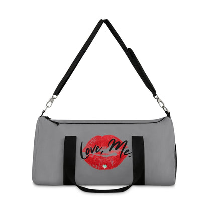 Duffel Bag with Red Kiss Lips, Green Heart (Light Grey, Black) - Love, Me. | EUR - Ohhh So Swag