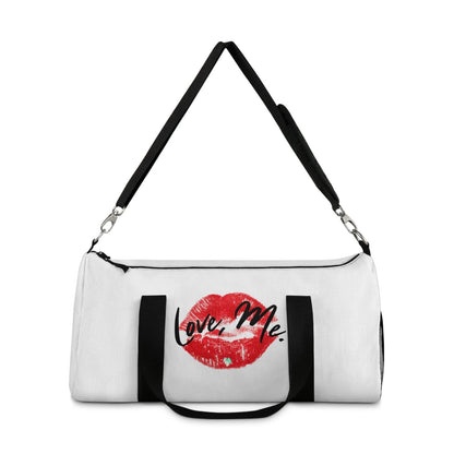 Duffel Bag with Red Kiss Lips, Green Heart (White) - Love, Me. | EUR - Ohhh So Swag