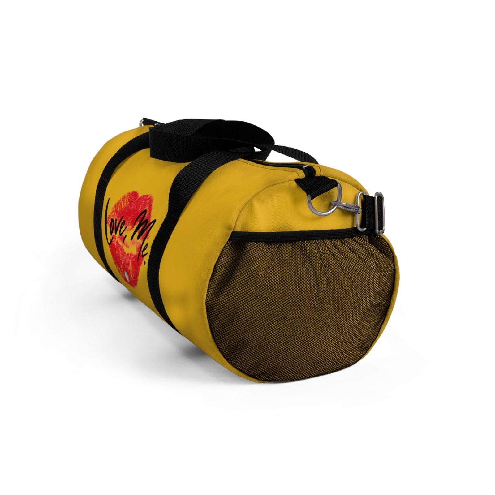 Duffel Bag with Red Kiss Lips, Green Heart (Yellow) - Love, Me. | EUR - Ohhh So Swag