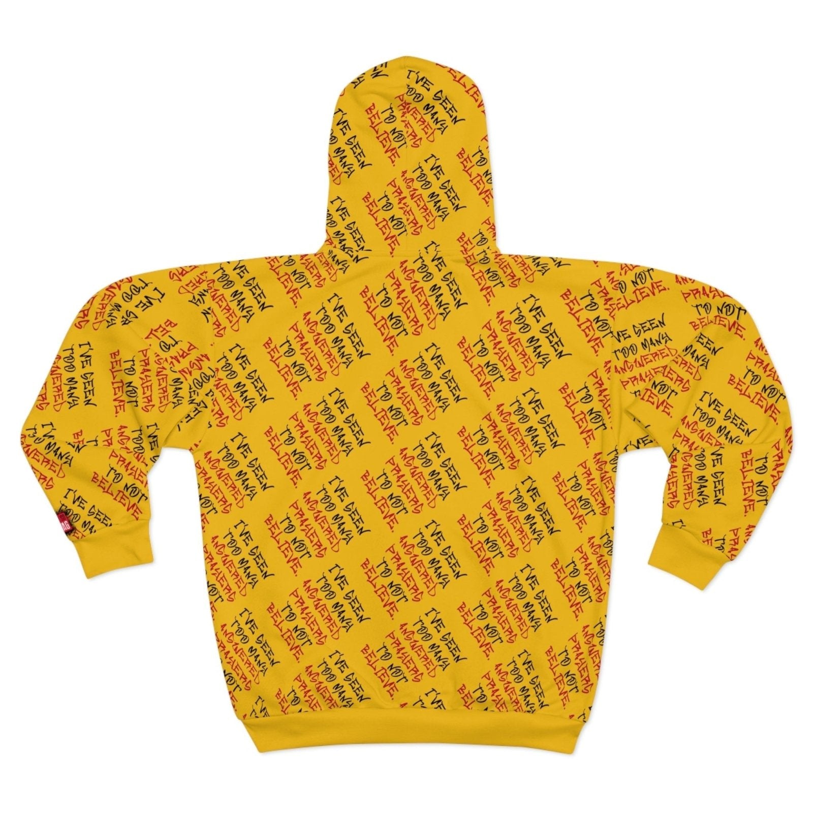 Full Zip Streetwear Hoodie, Yellow/Black – I’ve Seen Too Many Answered Prayers to Not Believe | US - Ohhh So Swag