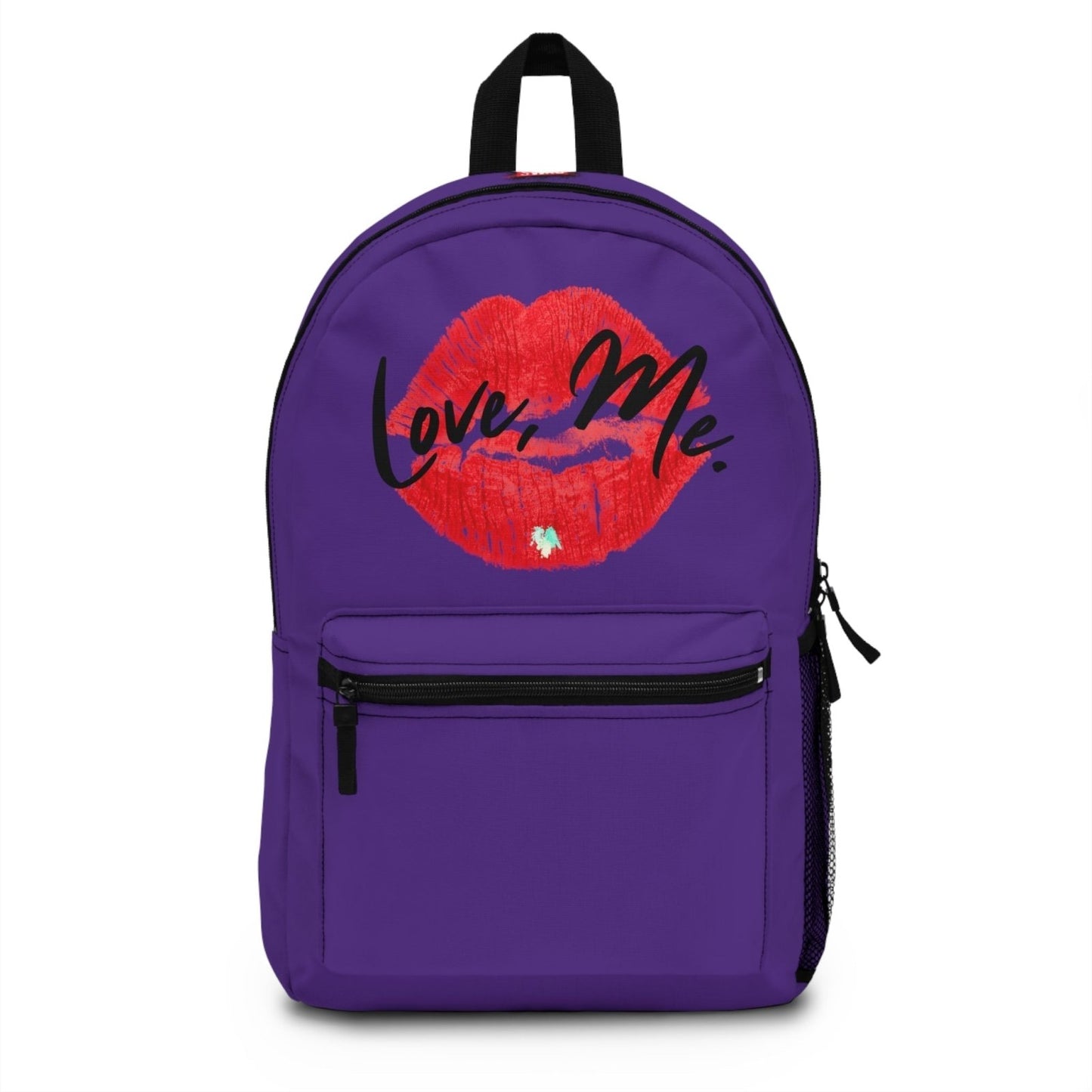 Graphic Backpack, Red Kiss Lips, Green Heart (Purple) – Love, Me. | EUR - Ohhh So Swag