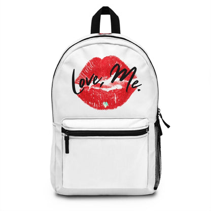 Graphic Backpack, Red Kiss Lips, Green Heart (White) – Love, Me. | EUR - Ohhh So Swag