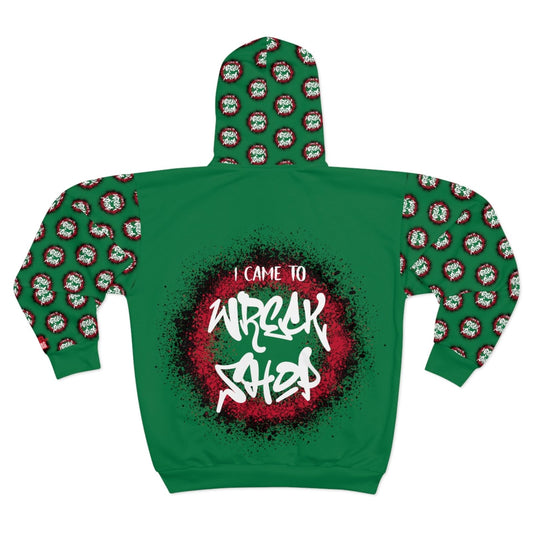 Graphic Full Zip Hoodie, Bold Back Print (Green) – I Came to Wreck Shop | US - Ohhh So Swag