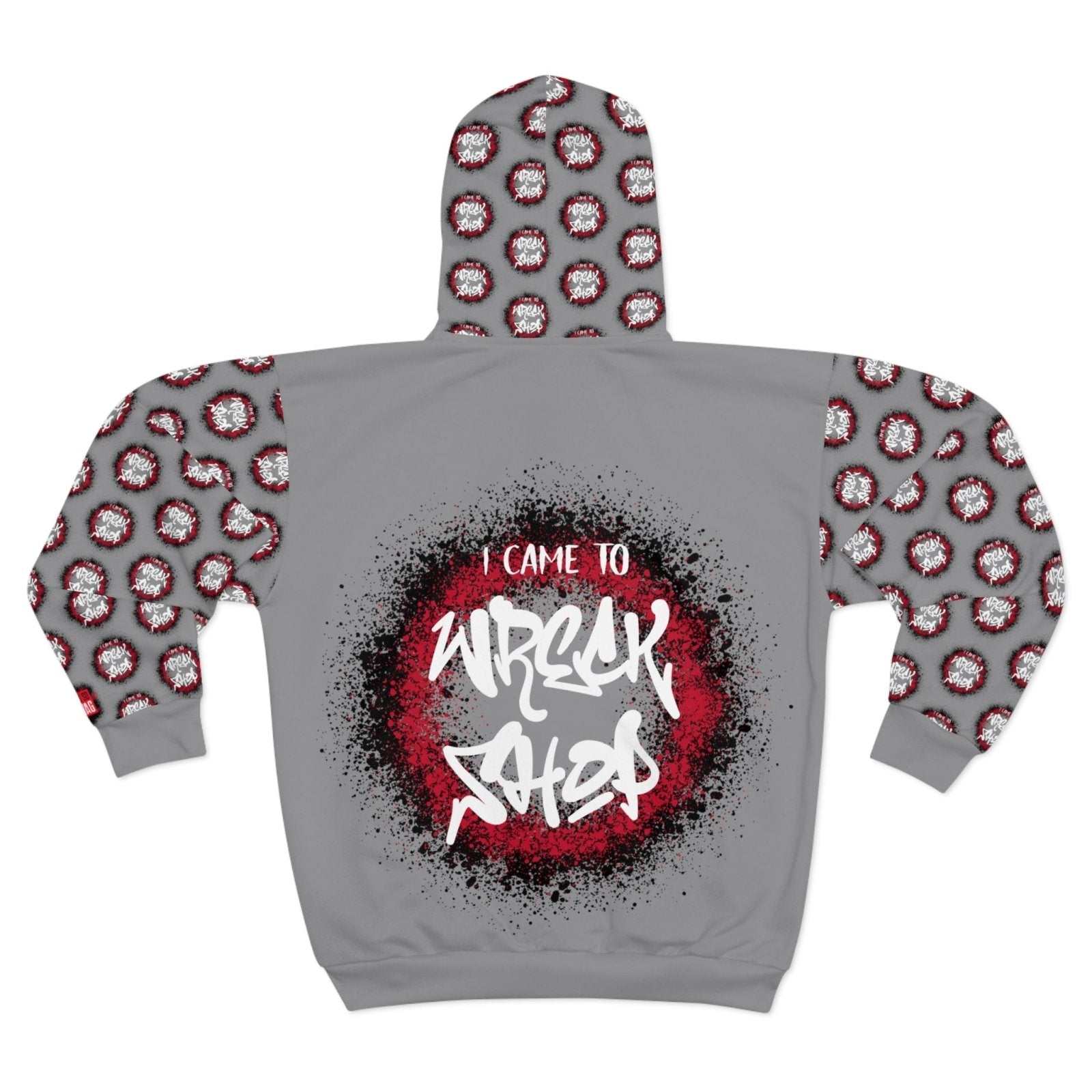 Graphic Full Zip Hoodie, Bold Back Print (Grey) – I Came to Wreck Shop | US - Ohhh So Swag