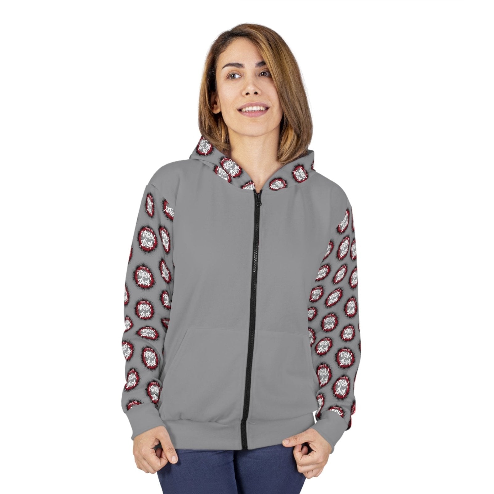 Graphic Full Zip Hoodie, Bold Back Print (Grey) – I Came to Wreck Shop | US - Ohhh So Swag