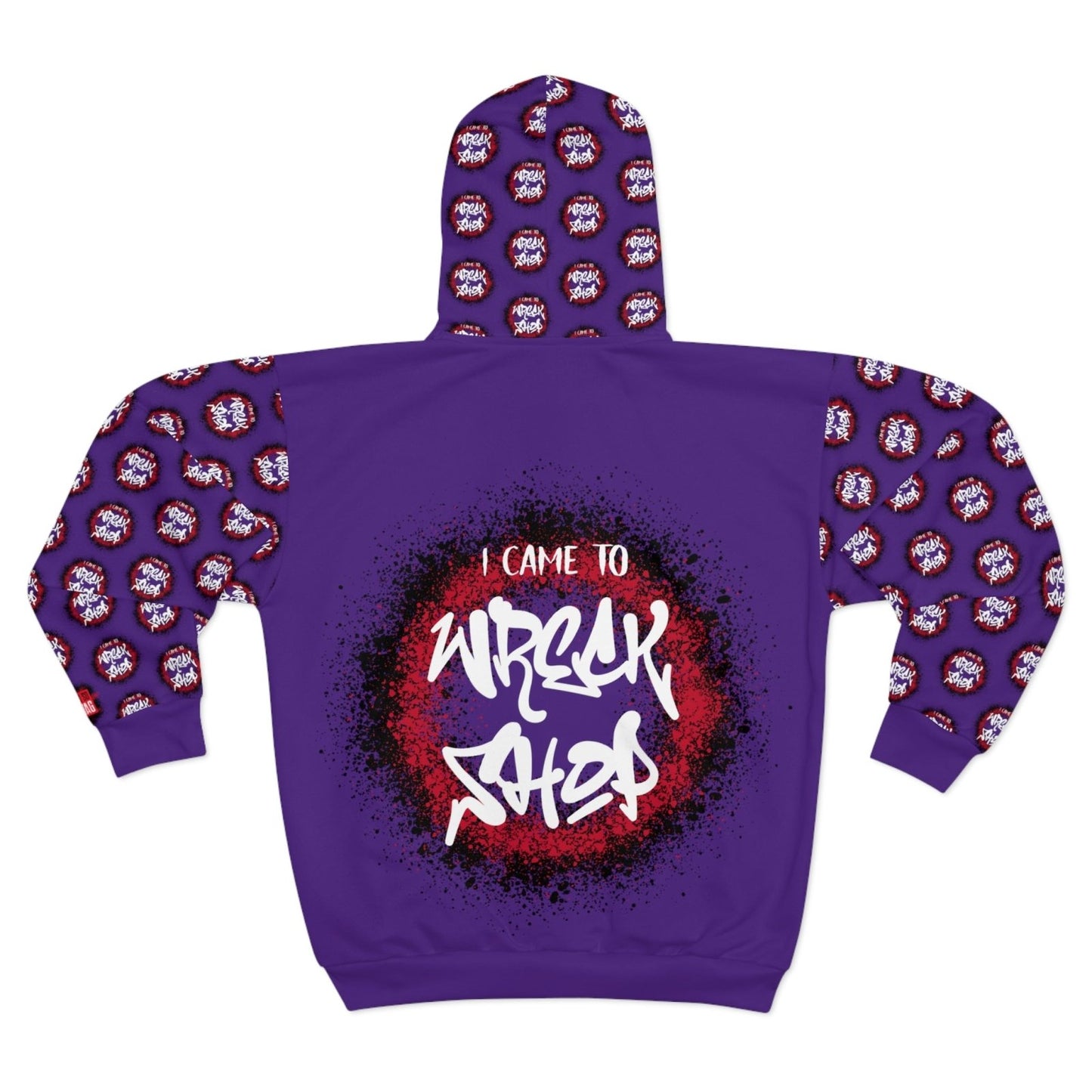 Graphic Full Zip Hoodie, Bold Back Print (Purple) – I Came to Wreck Shop | US - Ohhh So Swag