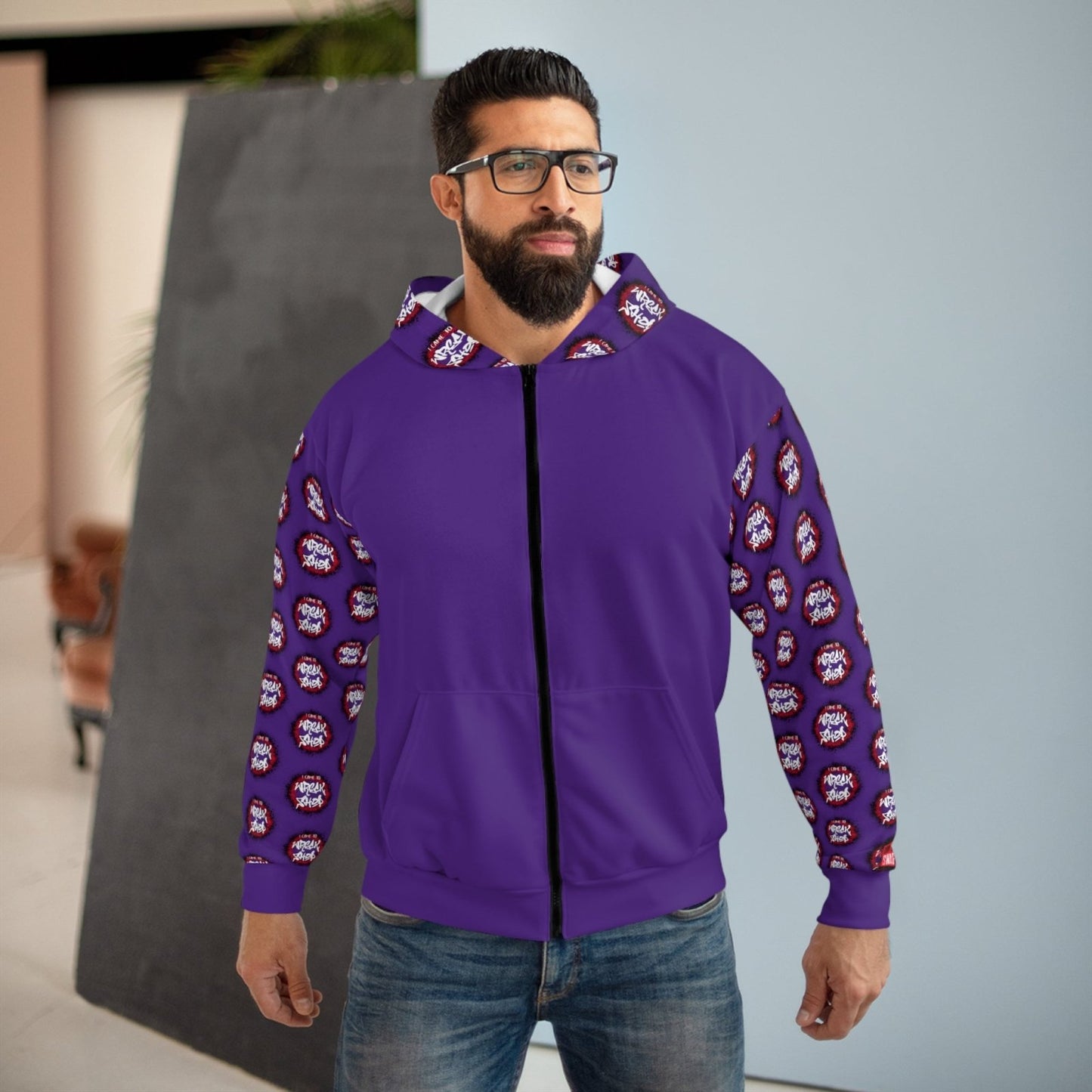 Graphic Full Zip Hoodie, Bold Back Print (Purple) – I Came to Wreck Shop | US - Ohhh So Swag