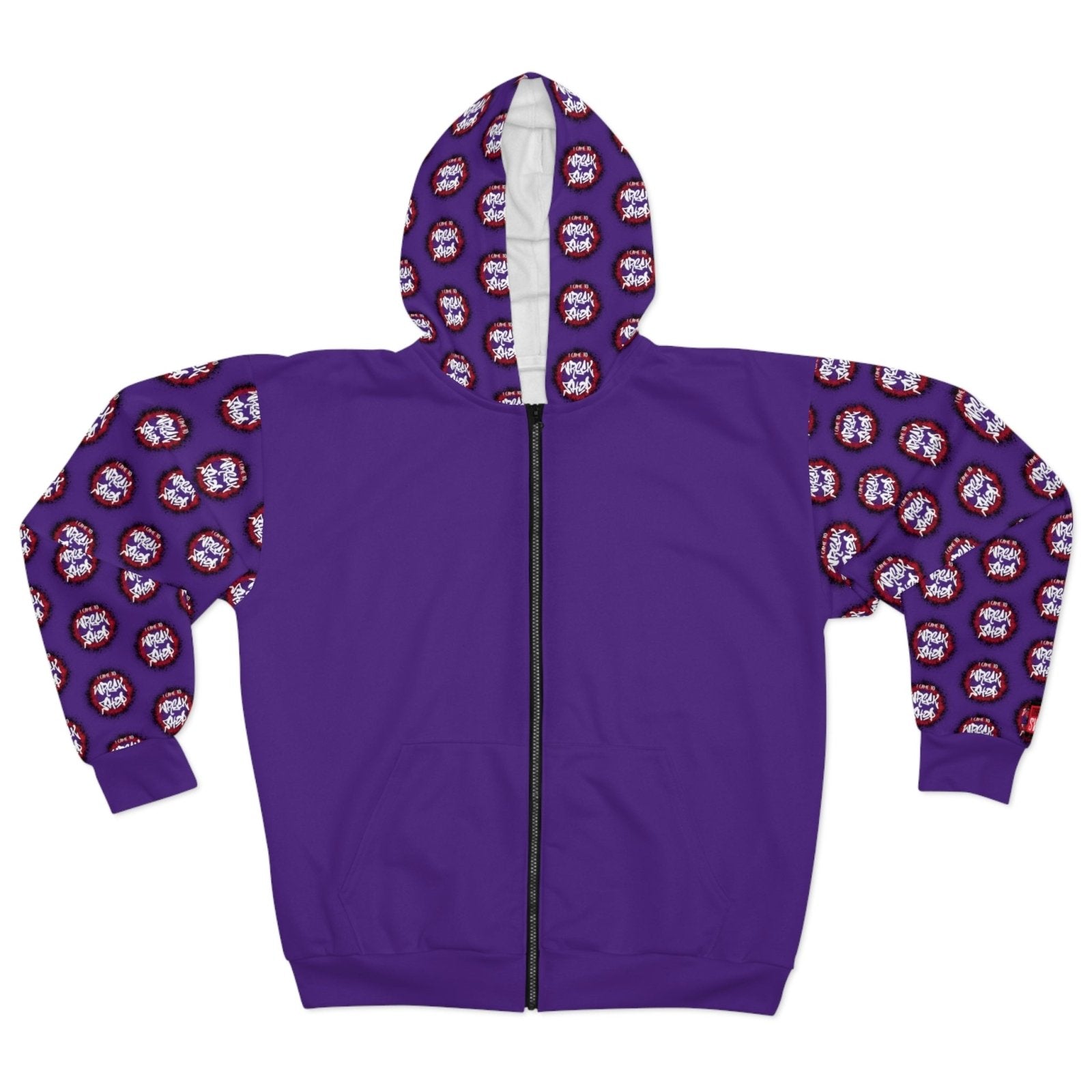 Graphic Full Zip Hoodie, Bold Back Print (Purple) – I Came to Wreck Shop | US - Ohhh So Swag