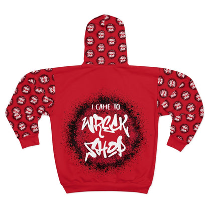 Graphic Full Zip Hoodie, Bold Back Print (Red) – I Came to Wreck Shop | US - Ohhh So Swag