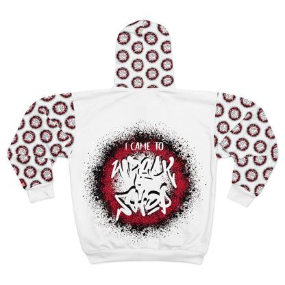 Graphic Full Zip Hoodie, Bold Back Print (White) – I Came to Wreck Shop | US - Ohhh So Swag