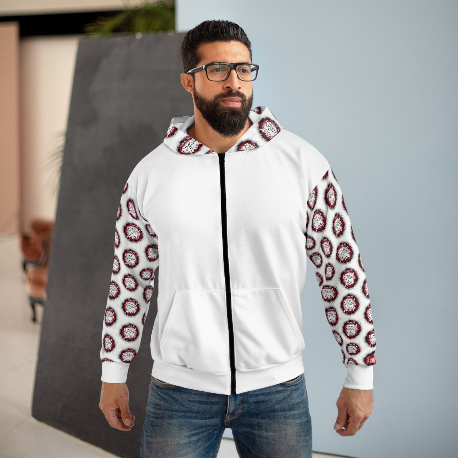 Graphic Full Zip Hoodie, Bold Back Print (White) – I Came to Wreck Shop | US - Ohhh So Swag