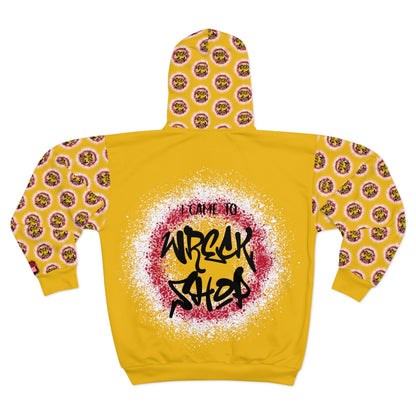 Graphic Full Zip Hoodie, Bold Back Print (Yellow) – I Came to Wreck Shop | US - Ohhh So Swag