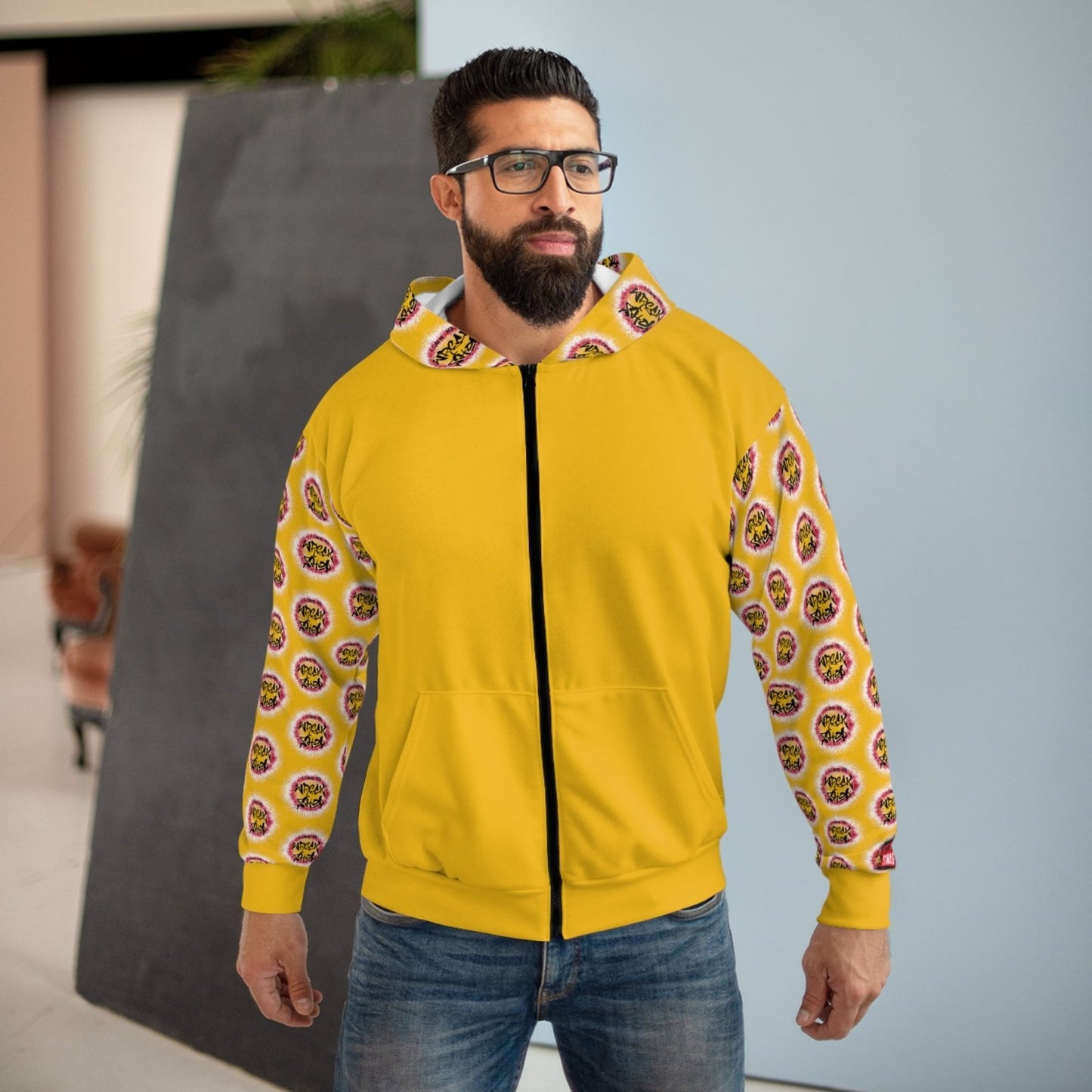 Graphic Full Zip Hoodie, Bold Back Print (Yellow) – I Came to Wreck Shop | US - Ohhh So Swag